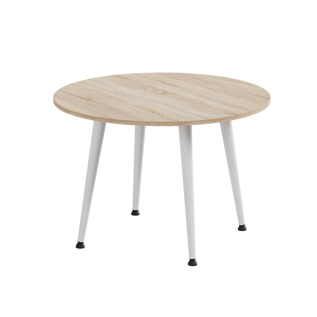 Стол журнальный круглый OPTIMA 2 ноги на конус Ferrum-decor 450x670x670 Белый металл ДСП Дуб Сонома 16 мм (OPTIM2011) - Фото 4 Стол журнальный круглый OPTIMA 2 ноги на конус Ferrum-decor 450x670x670 Белый металл ДСП Дуб Сонома 16 мм (OPTIM2011) - изображение 4