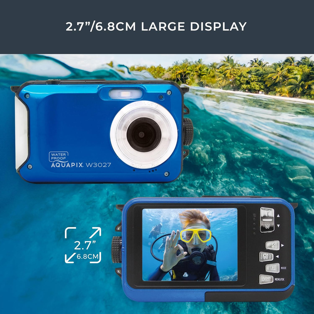Цифровая подводная камера Easypix Aquapix W3027-M Wave Marine Blue водонепроницаемый компактный фотоаппарат (синий) - изображение 4
