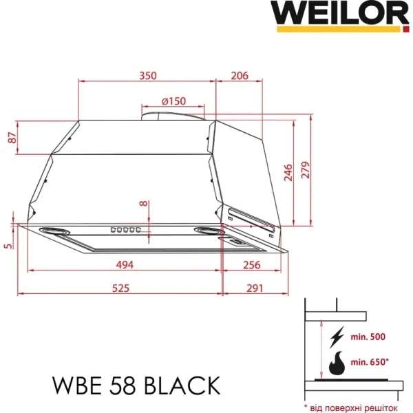 Вытяжка weilor wbe 58 black - изображение 8