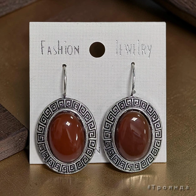 Серьги из натурального камня Сердолик цвет оранжево-коричневый (05010041-02) - Фото 1 Серьги из натурального камня Сердолик цвет оранжево-коричневый (05010041-02) - изображение 1