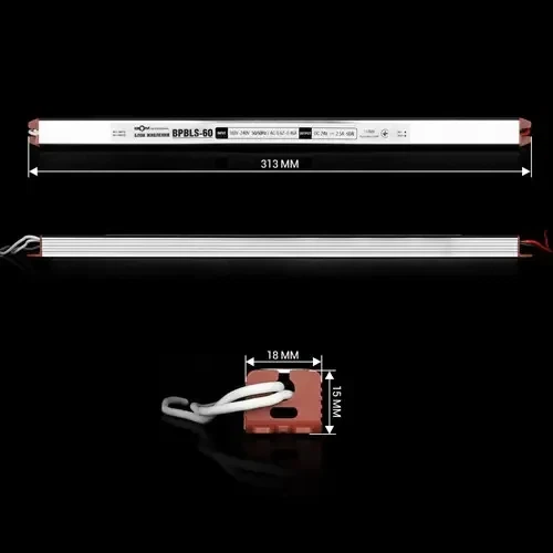 Блок питания для светодиодной (LED) ленты BIOM 24В 60Вт 2.5А мебельный (узкий) - IP20 (stick, slim) - изображение 3