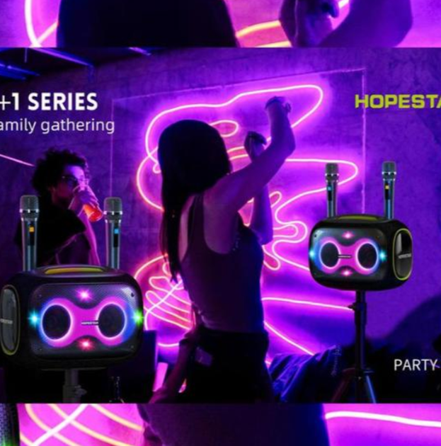 Портативная колонка bluetooth HOPESTAR PartyBox RGB 120W с двумя микрофонами Черная 016809 - Фото 6 Портативная колонка bluetooth HOPESTAR PartyBox RGB 120W с двумя микрофонами Черная 016809 - изображение 6