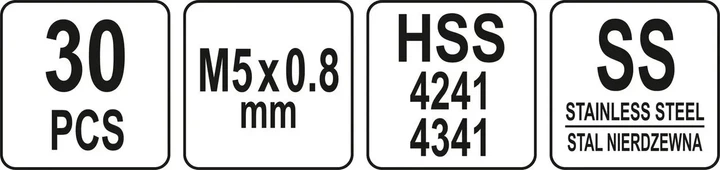 Набір для ремонту різьби YATO M5 x 0.8, M6 HSS 4241/4341 30 шт YT-17631 - Фото 4 Набір для ремонту різьби YATO M5 x 0.8, M6 HSS 4241/4341 30 шт YT-17631 - зображення 4