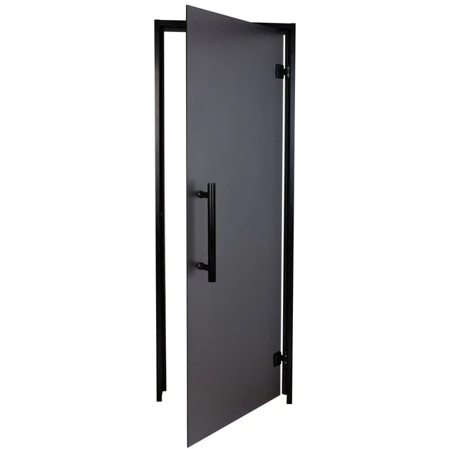 Стеклянная дверь Tesli Antalya Black Sateen 700х1900 мм закаленное стекло матовая серая для хаммама - изображение 2