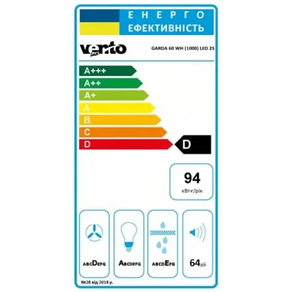 Вытяжка ventolux garda 60 wh (1000) led 2s - изображение 5