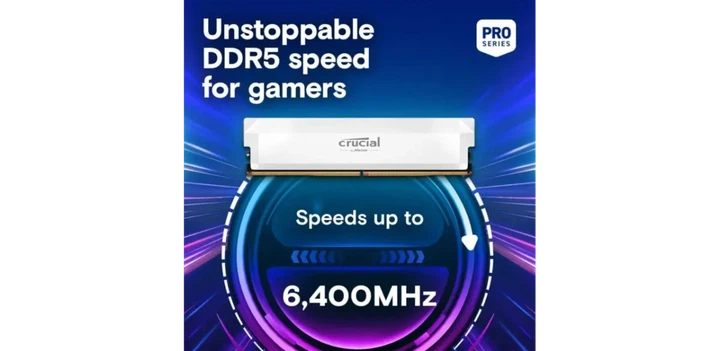 Модуль пам'яті Crucial Pro White DDR5-6400 32GB (2x16GB) (CP2K16G64C38U5W) - Фото 3 Модуль пам'яті Crucial Pro White DDR5-6400 32GB (2x16GB) (CP2K16G64C38U5W) - изображение 3