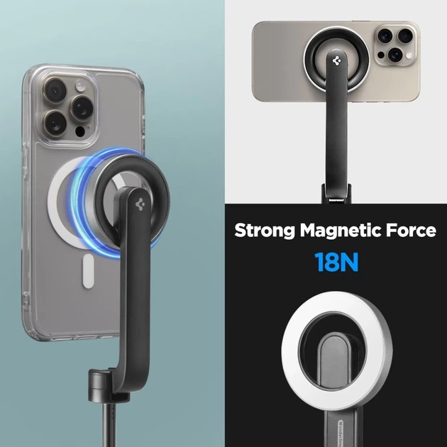 Універсальний штатив Spigen S580W Bluetooth Selfie Stick Long Tripod Black with MagSafe (AMP07659) - Фото 9 Універсальний штатив Spigen S580W Bluetooth Selfie Stick Long Tripod Black with MagSafe (AMP07659) - зображення 9