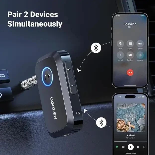 Беспроводной аудиоприемник Bluetooth 5.3 ресивер UGREEN Aux-ресивер для автомобиля (CM596) - изображение 5