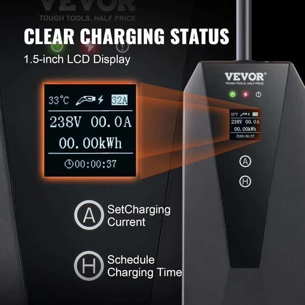 Зарядное устройство для автомобиля VEVOR EV-B06-EU003B / 3,7 кВт / 16A / IP66 / Белый-Черный Б/В k1 - изображение 9