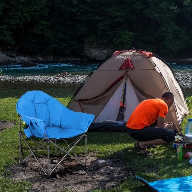 Раскладное кресло для кемпинга HIGH POINT SPORTS XXL / до 150 кг / Голубой Б/В - Фото 2 Раскладное кресло для кемпинга HIGH POINT SPORTS XXL / до 150 кг / Голубой Б/В - изображение 2