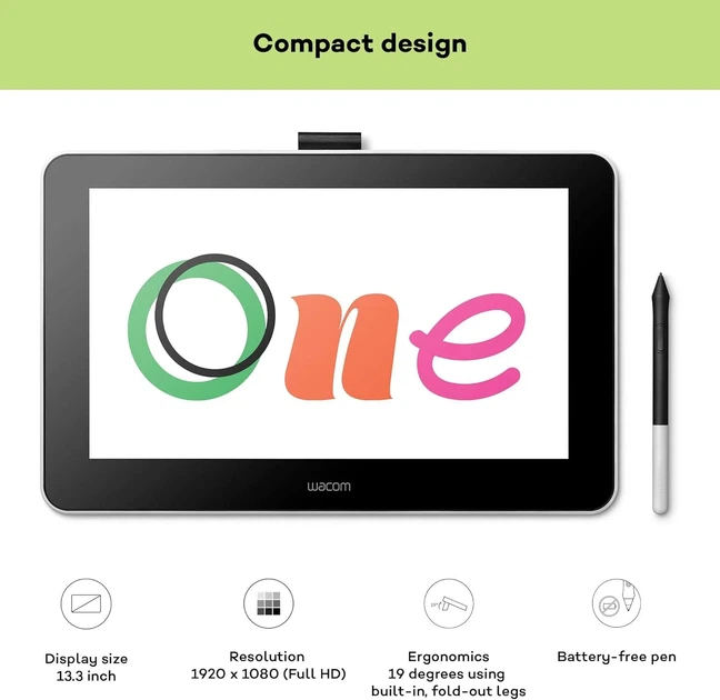 Графический планшет 13,3" Wacom One DTC133W0B Черно-серый (102050588) - Б/У - изображение 5