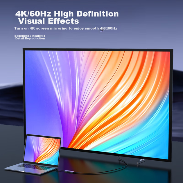 Розширювальна док-станція PHILIPS Type-C, кабель-хаб-розгалужувач USB-C на HDMI, 4K/60 Гц, адаптер для комп'ютерів Apple, сумісний з ноутбуками MacBook, Huawei, iPad Pro, Xiaomi - изображение 4
