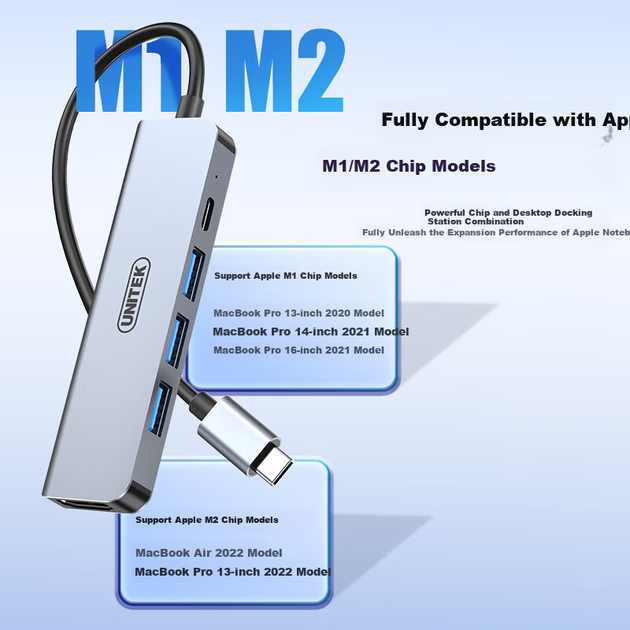 Розширювальна док-станція UNITEK Type-C на HDMI-перехідник, швидка зарядка PD, концентратор USB-C, сумісний з Apple MacBook Neo, комп'ютерами Huawei, телефонами, планшетами, USB-адаптером - Фото 9 Розширювальна док-станція UNITEK Type-C на HDMI-перехідник, швидка зарядка PD, концентратор USB-C, сумісний з Apple MacBook Neo, комп'ютерами Huawei, телефонами, планшетами, USB-адаптером - зображення 9