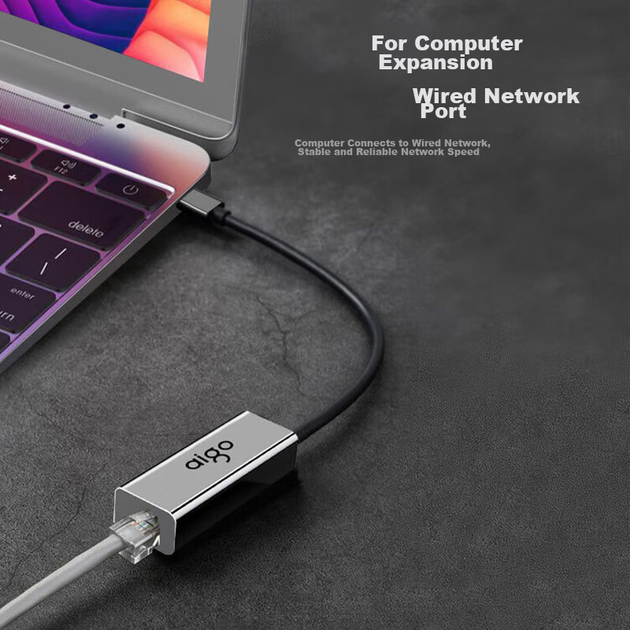 Мережевий адаптер aigo R01 USB – Ethernet RJ45 100 Мбіт/с, металевий - зображення 4