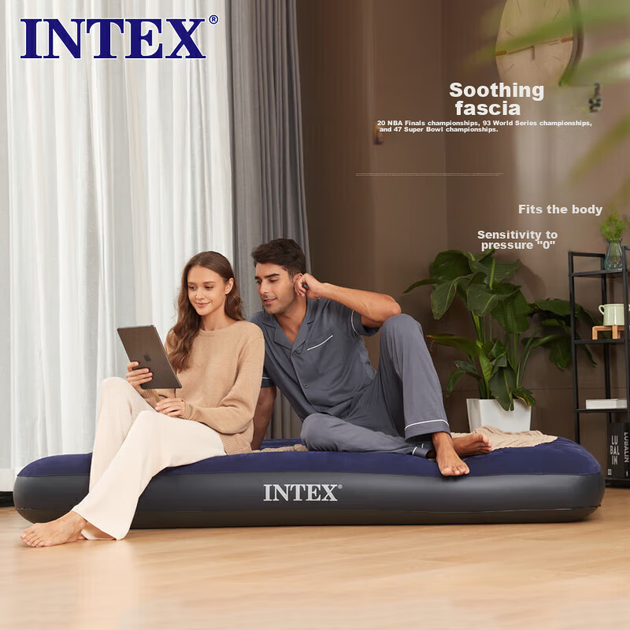 Матрас надувной INTEX автоматический для кемпинга, двуспальный, складной - изображение 7