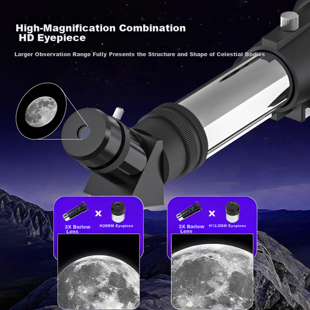 Астрономический телескоп Celestron 70400L для наблюдения за Луной с экраном, подходит для детей и студентов. Образовательный подарок на день рождения или праздник. - изображение 5