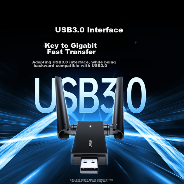 Беспроводной USB сетевой адаптер UGREEN AC1300, двухдиапазонный 5G, с двумя антеннами, Wi-Fi приемник без драйверов для настольных компьютеров и ноутбуков, внешняя сетевая карта, безлимитный Wi-Fi передатчик - изображение 7