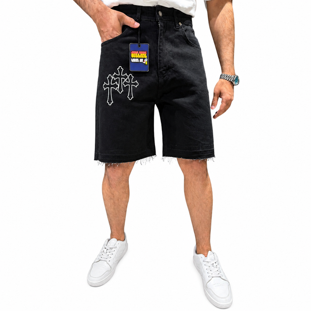 Чоловічі джинсові шорти Chrome Hearts чорні 34(Р) (928-200-1 CH07) - зображення 4