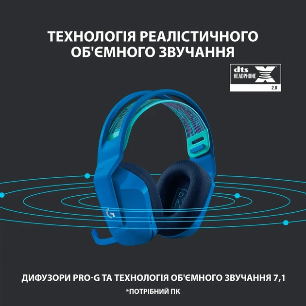 Ігрові навушники Logitech G733 Lightspeed Wireless RGB Blue - зображення 2
