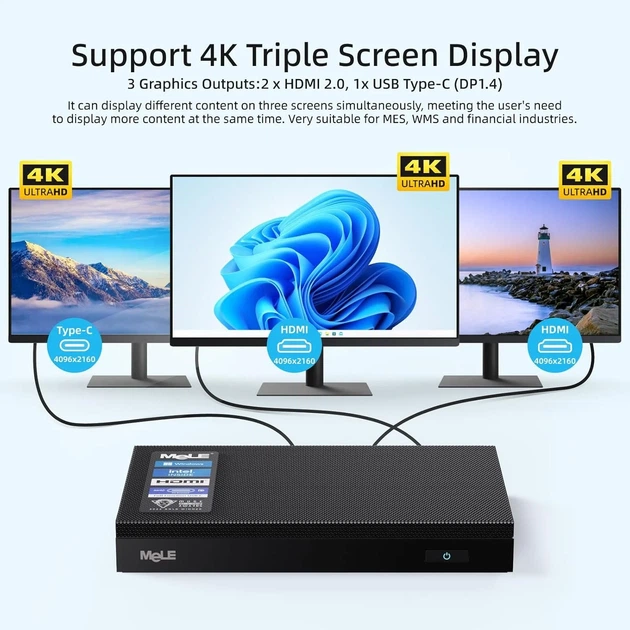 Мини ПК MeLE Quieter 4C F5Q / Intel N100 / RAM 16GB / SSD 512GB / 2 х HDMI / LAN / Wi-Fi 5 / Bluetooth 5.1 / Windows 11 / Black (101939611) - изображение 6