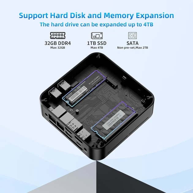 Мини ПК DreamQuest Pro Plus / Intel Processor N150 / RAM 32GB / SSD 1TB / 2 x HDMI / 2 x LAN / Wi-Fi 5 / Bluetooth 5.0 / Windows 11 / Black (102155100) - Фото 5 Мини ПК DreamQuest Pro Plus / Intel Processor N150 / RAM 32GB / SSD 1TB / 2 x HDMI / 2 x LAN / Wi-Fi 5 / Bluetooth 5.0 / Windows 11 / Black (102155100) - изображение 5