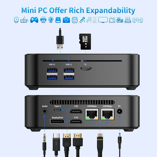 Мини ПК DreamQuest Pro Plus / Intel Processor N150 / RAM 32GB / SSD 1TB / 2 x HDMI / 2 x LAN / Wi-Fi 5 / Bluetooth 5.0 / Windows 11 / Black (102155100) - Фото 6 Мини ПК DreamQuest Pro Plus / Intel Processor N150 / RAM 32GB / SSD 1TB / 2 x HDMI / 2 x LAN / Wi-Fi 5 / Bluetooth 5.0 / Windows 11 / Black (102155100) - изображение 6