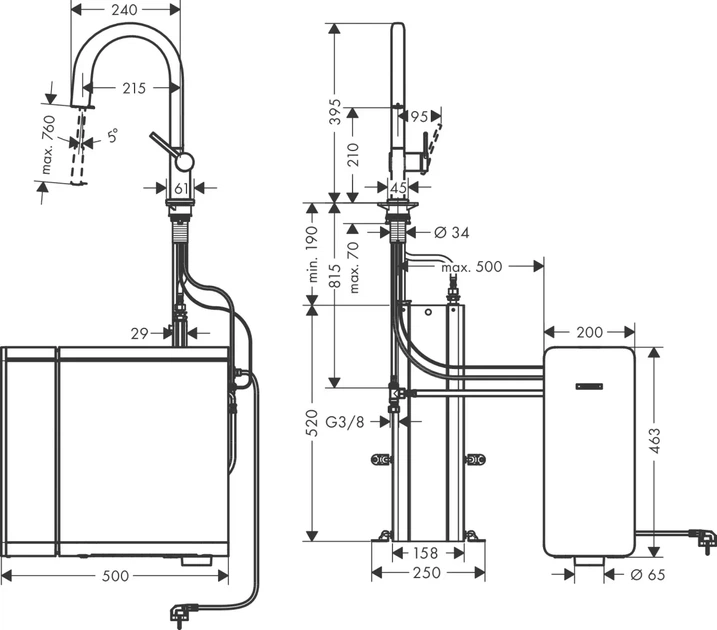 Змішувач hansgrohe Aqittura M91 SodaSystem 210 для кухонної мийки, хром 76836000 - изображение 2