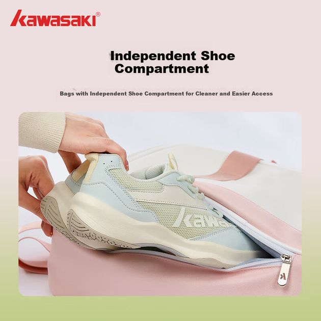 Спортивная сумка KAWASAKI, сумка для бадминтона, вместительная спортивная сумка для хранения вещей, сумка через плечо B8134, цвет «нефритовый синий» - изображение 6
