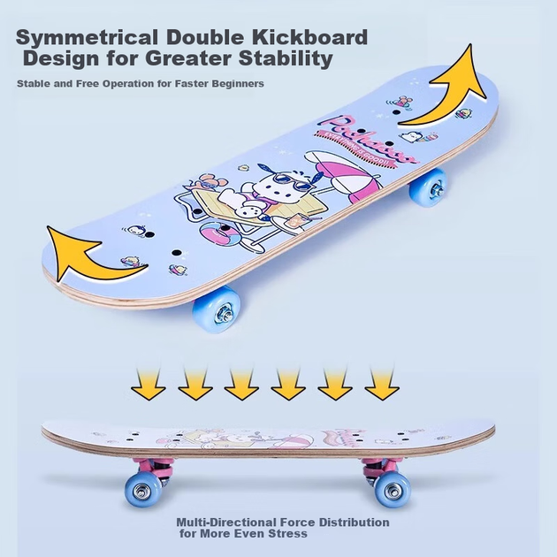 Детский скейтборд Xixia Kuromi Double Kickboard для девочек 6-12 лет, для начинающих, для занятий спортом на открытом воздухе, отличный подарок. - Фото 6 Детский скейтборд Xixia Kuromi Double Kickboard для девочек 6-12 лет, для начинающих, для занятий спортом на открытом воздухе, отличный подарок. - изображение 6