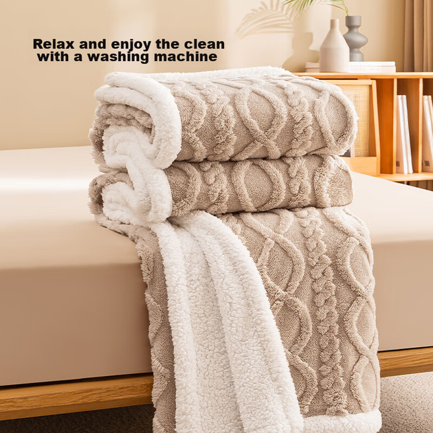 JD Original Lazy Large Sweater Blanket, 1500 г Taffy Double Layer Thickened Vorp Blanket, Світло-хакі, 1,5x2 м - Фото 7 JD Original Lazy Large Sweater Blanket, 1500 г Taffy Double Layer Thickened Vorp Blanket, Світло-хакі, 1,5x2 м - изображение 7
