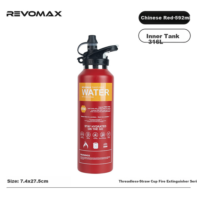 Термокружка REVOMAX для мужчин, стильная спортивная бутылка для воды с трубочкой для активного отдыха, мужская кружка, сохраняющая холод, - Китайский красный, 592 мл - зображення 5