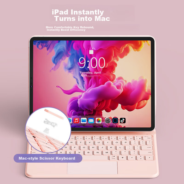 Чехол-клавиатура BOW HB354 Magic Control с подсветкой для iPad Air 4/5 и iPad Pro 11" Розовый - Фото 8 Чехол-клавиатура BOW HB354 Magic Control с подсветкой для iPad Air 4/5 и iPad Pro 11" Розовый - изображение 8