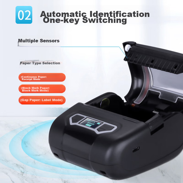 Принтер этикеток XINYE XP-P301A, портативный ручной принтер с Bluetooth, термоэтикетки для чеков шириной 80 мм, двойного назначения, кассовый аппарат для супермаркетов Logistics Express. - изображение 6