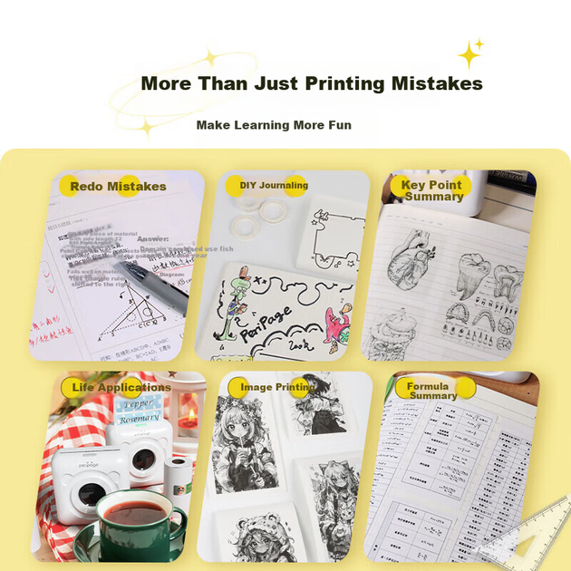 Термопринтер Ailibear C6 Sticky Error Printing Machine с 2-дюймовым HD-экраном для сортировки ошибок, мини-карманный термопринтер для студентов и домашнего использования. - изображение 6