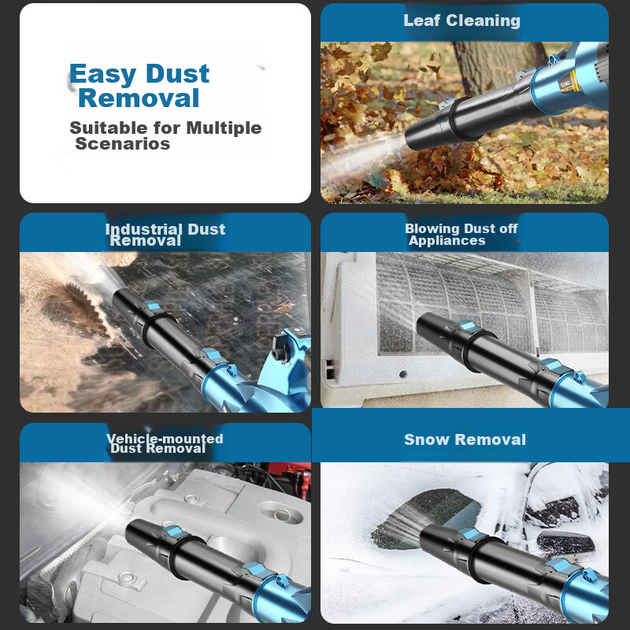 Воздуходувка Delishi Electric, вентилятор-воздуходувка, мощная промышленная литий-ионная аккумуляторная пушка для уборки непогоды, снегоуборщик, воздуходувка для листьев. - изображение 6