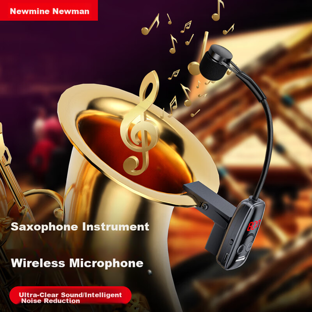 Бездротовий інструментальний мікрофон Newmine MC207 для професійних сценічних виступів, спеціалізований мікрофон для запису, посилення та бездротового виконання - Фото 4 Бездротовий інструментальний мікрофон Newmine MC207 для професійних сценічних виступів, спеціалізований мікрофон для запису, посилення та бездротового виконання - зображення 4