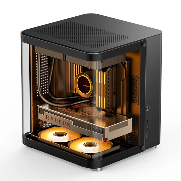 Корпус JONSBO TK-1 Black Hyperbolic Panoramic MATX (корпус из алюминиевого сплава, поддержка радиатора 240 мм, блок питания ATX, разъем Type-C Gen2 10 Гбит/с+) - изображение 5