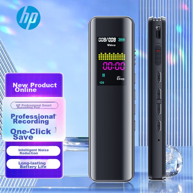 Диктофон HP, професійний пристрій запису, шумозаглушення високої чіткості, тривалий час роботи від акумулятора, навчальний інструмент для бізнес-тренінгів та зустрічей, MP3-плеєр для інтерв'ю, обладнання для збору доказів, гаджет для аудіозапису, 64 ГБ - изображение 4