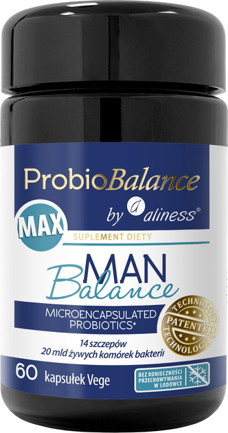 Дієтична добавка Aliness ProbioBalance MAX Man Balance 60 капсул (5903242584602) - Фото 1 Дієтична добавка Aliness ProbioBalance MAX Man Balance 60 капсул (5903242584602) - зображення 1