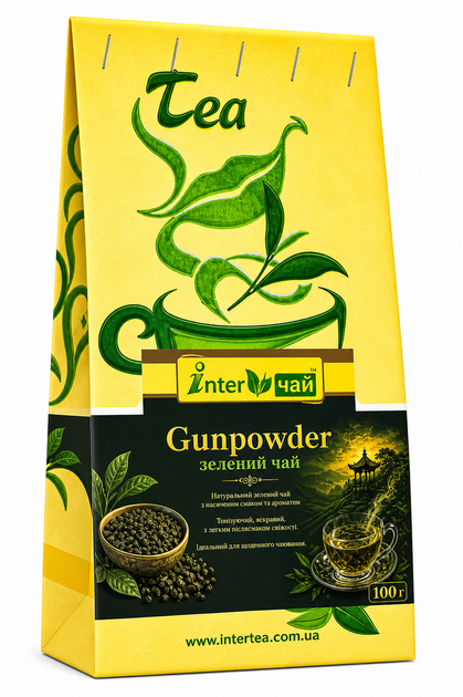 Чай зеленый байховый “Gunpowder” Inter Чай, 100 г - Фото 1 Чай зеленый байховый “Gunpowder” Inter Чай, 100 г - изображение 1
