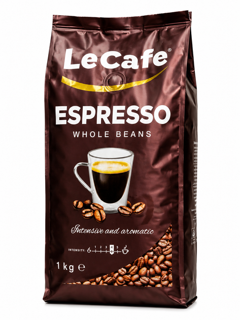 LeCafe Espresso Whole Beans — кава в зернах 1 кг - Фото 1 LeCafe Espresso Whole Beans — кава в зернах 1 кг - изображение 1