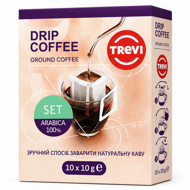 Дрип-кофе Trevi Set Arabica 100% - 10 × 10 г - Фото 1 Дрип-кофе Trevi Set Arabica 100% - 10 × 10 г - изображение 1