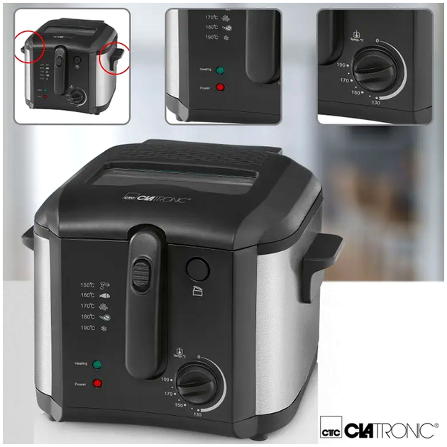 Фритюрница 2.5 литра мощность 1600 Вт для кухни Clatronic SE0804 - изображение 7