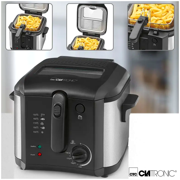 Фритюрница 2.5 литра мощность 1600 Вт для кухни Clatronic SE0804 - изображение 8