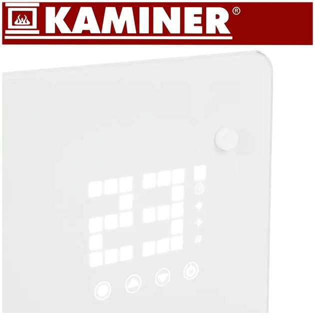 Електричний нагрівач 2500 Вт з WiFi керування для дому скляний Kaminer SE0991 - зображення 3