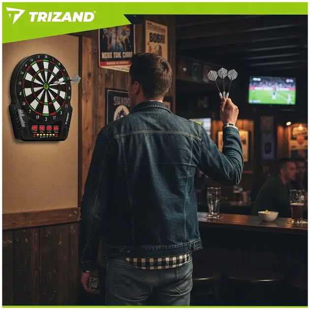 Электронная мишень для дартса 1 16 игроков 27 игр 6 дротиков Trizand SE0743 - изображение 6
