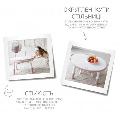 Дитячий столик зі стільчиком Мультиплей 5 в 1 для навчання, творчості, гри з піском, водою, з лего поверхнею, регульована висота, колір рожевий з білим( 8830-Pink) вік від 3 до 8 років - зображення 3