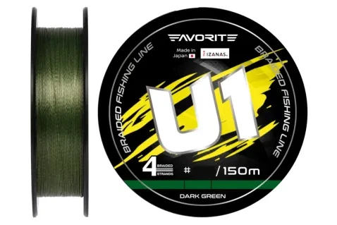Шнур Favorite U1 PE 4x 150m (dark green) #1.0/0.171mm 13lb/6.0kg - Фото 2 Шнур Favorite U1 PE 4x 150m (dark green) #1.0/0.171mm 13lb/6.0kg - изображение 2