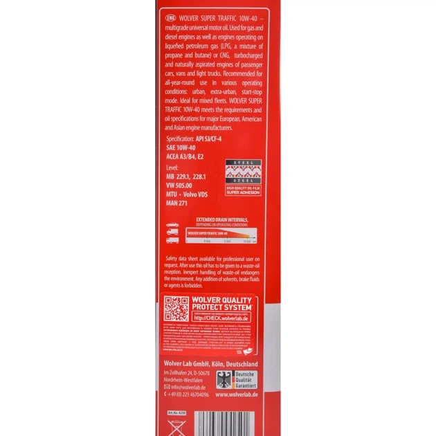 Олива моторна Wolver Super Traffic 10W-40 (5л.) - зображення 3