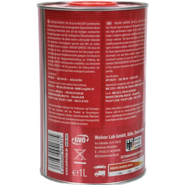 Олива моторна Wolver SuperTec 5W-30 (1л.) - зображення 3